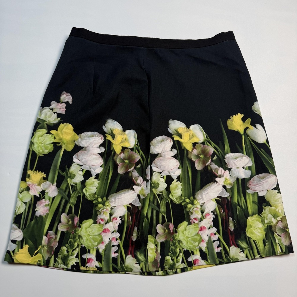 Victoria Beckham Target Skirt Womens Small Black Floral A Line Knee Length
